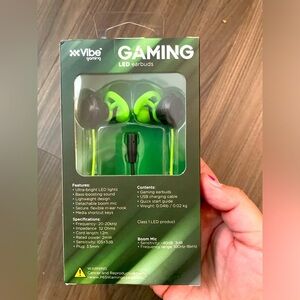 Vibe Gaming LED Earbuds - Black and Green